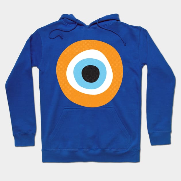 Orange Evil Eye Symbol Hoodie by Inogitna Designs